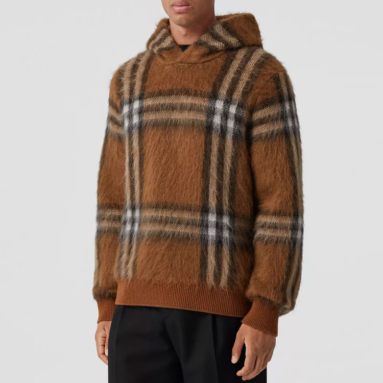 Burberry FW22 Plaid Hoodie Brown  Pull-Over Long Sleeve Sweatshirt. 80636431 圖 5