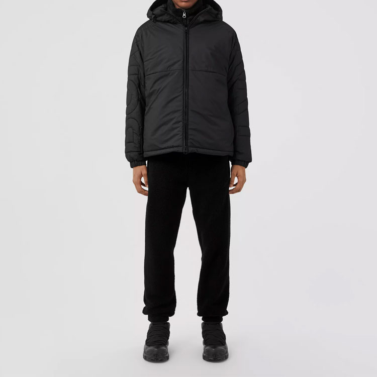Lookbook Burberry FW22 Quilted Logo Hooded Jacket Black  Coat. 80651351
