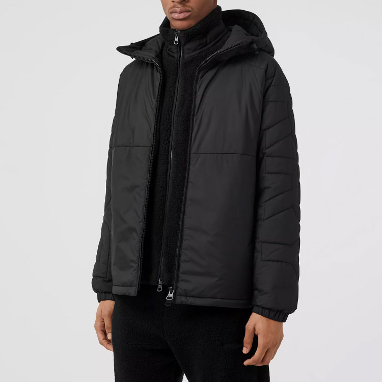 Purchase Burberry FW22 Quilted Logo Hooded Jacket Black  Coat. 80651351