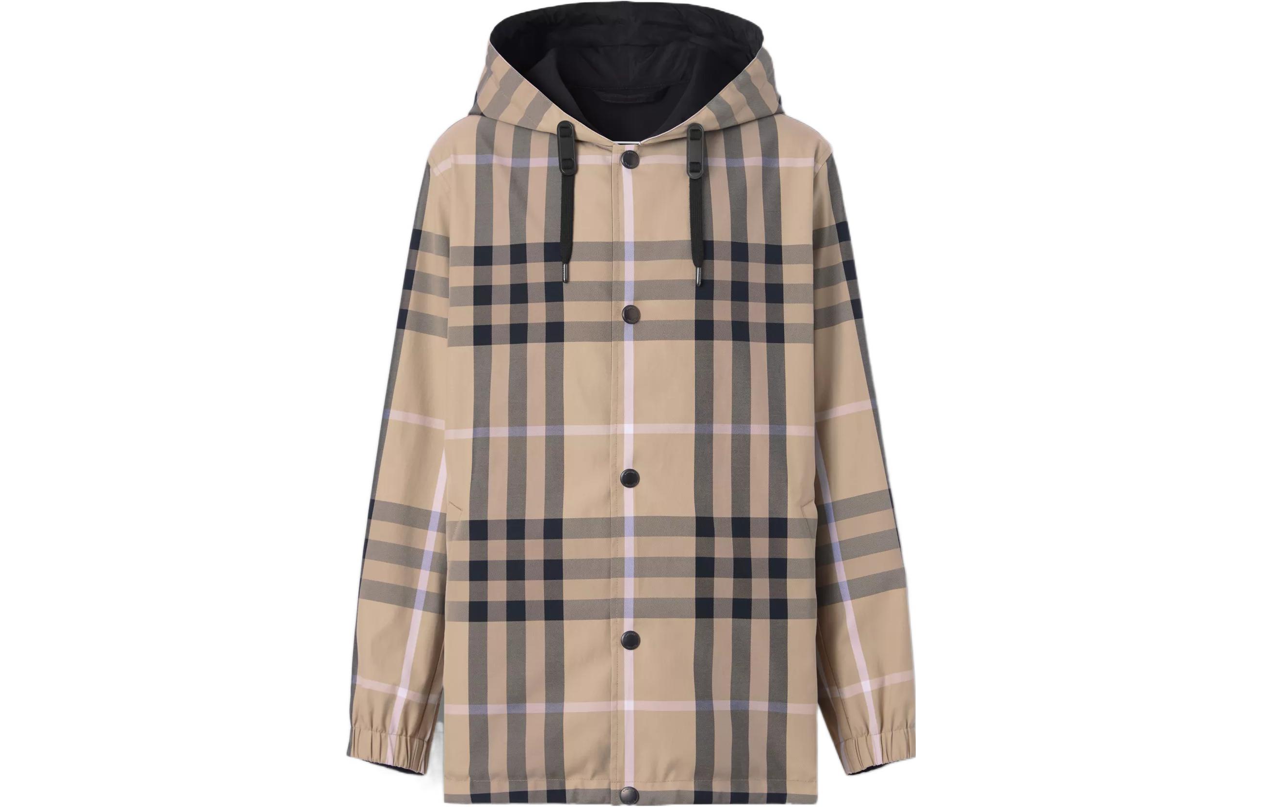 Burberry FW22 Reversible Check Hooded Jacket Biscuit Color 80607881