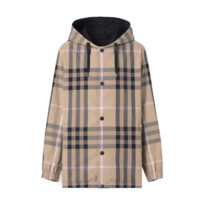 Burberry FW22 Reversible Check Hooded Jacket Biscuit Color 80607881