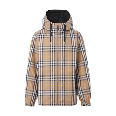 Burberry FW22 Reversible Check Hooded Jacket Khaki Men’s Spring Edition 80544811