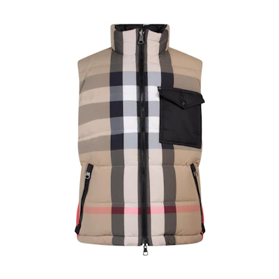 Burberry FW22 Reversible Colorblock Check Puffer Jacket Brown . 80642871
