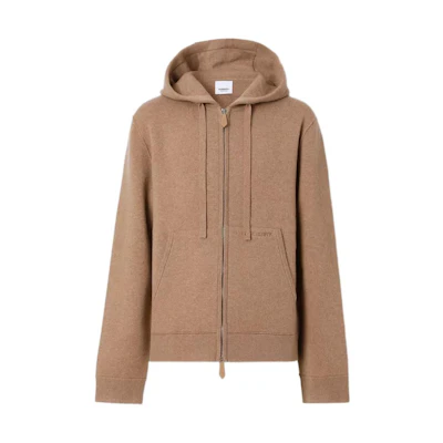Burberry FW22 Solid Color Casual Hoodie Zip Sweater Men’s Camel Brown 80608501