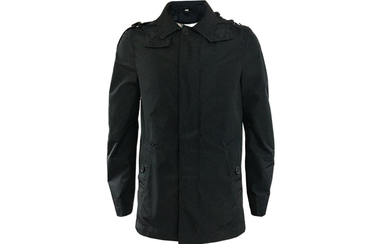 Burberry FW22 Solid Color Hooded Button-Up Jacket Black 80044091