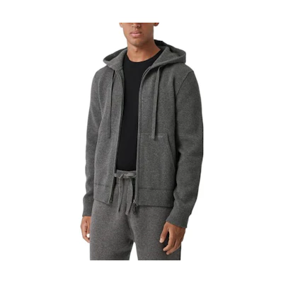 Burberry FW22 Solid Color Hoodie Zip-Up Jacket Grey 80608521