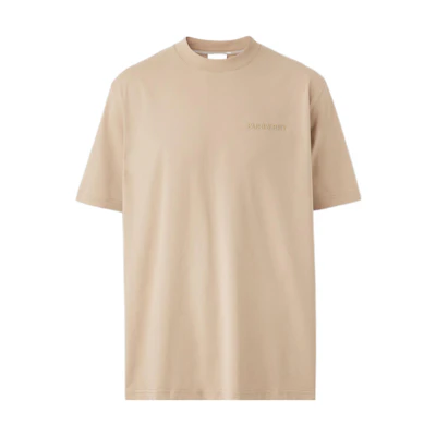 Burberry FW22 Solid Color Logo Print Crewneck T-Shirt Tan Tee 80651691
