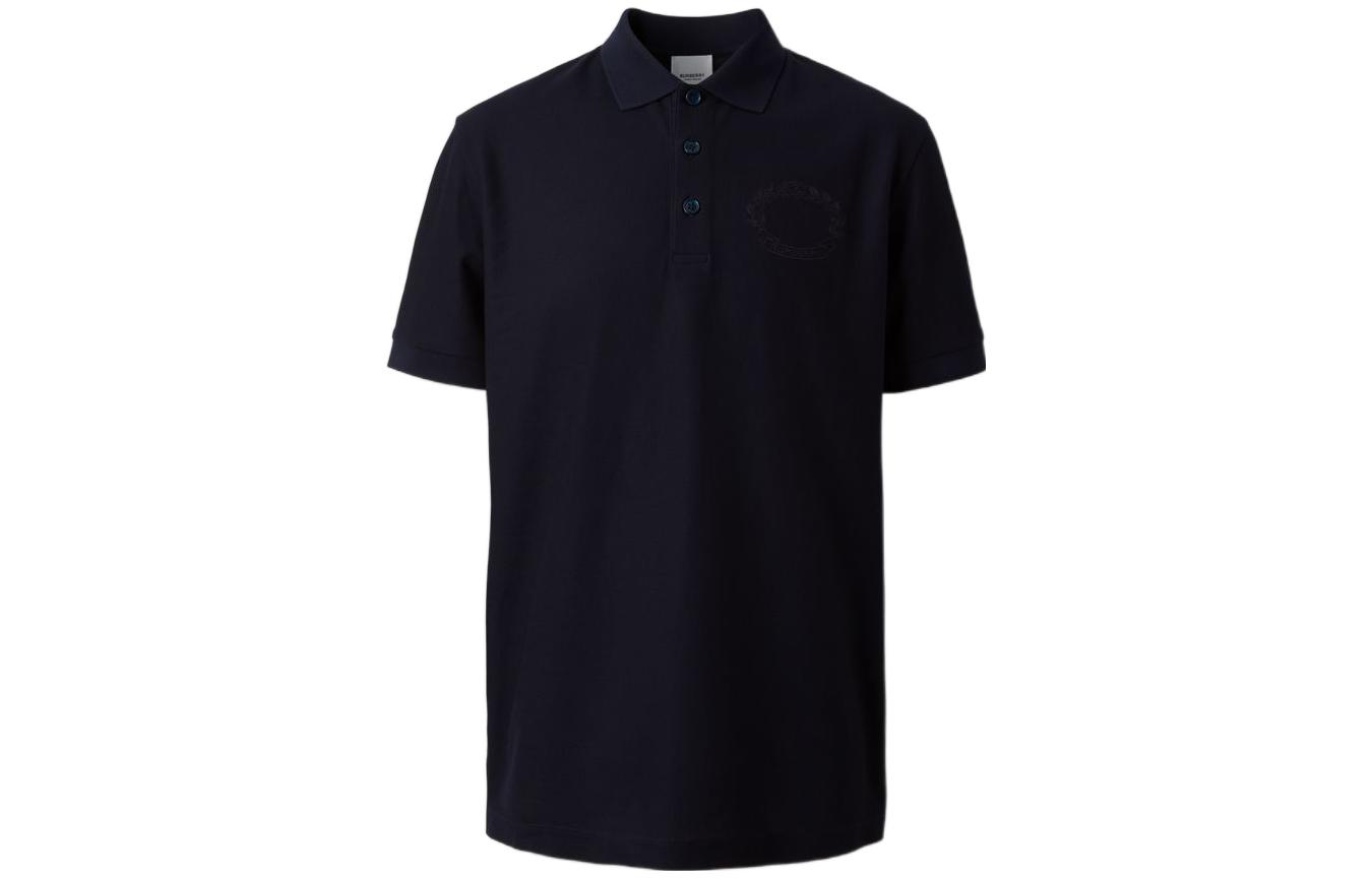Burberry FW22 Solid Color Oak Leaf Embroidered Polo Shirt Men Blue 80651801 圖 2