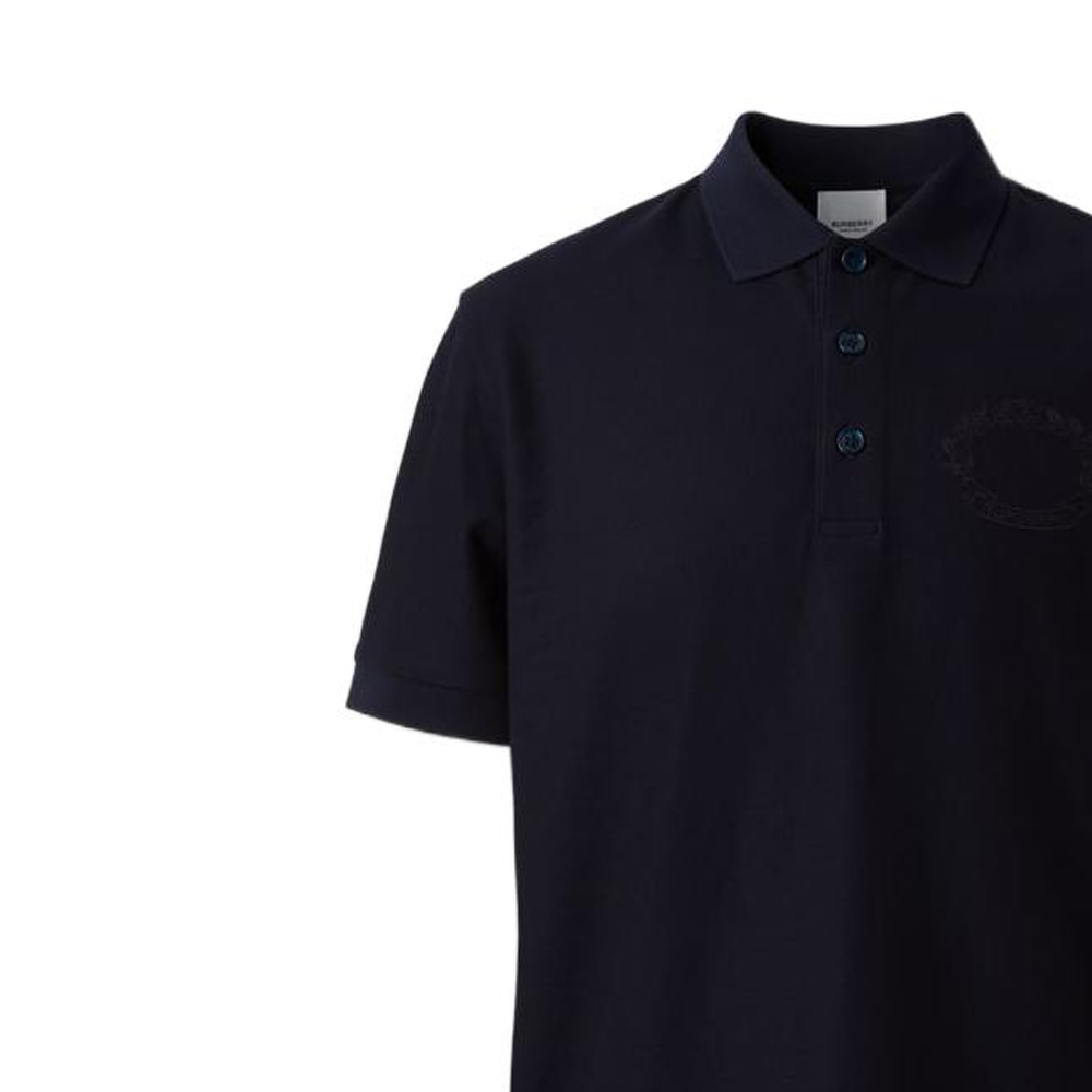Burberry FW22 Solid Color Oak Leaf Embroidered Polo Shirt Men Blue 80651801 圖 6