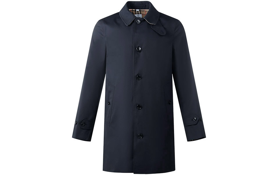 Burberry FW22 Solid Color Single-Breasted Long Sleeve Coat Midnight Blue Men 80345471 圖 2