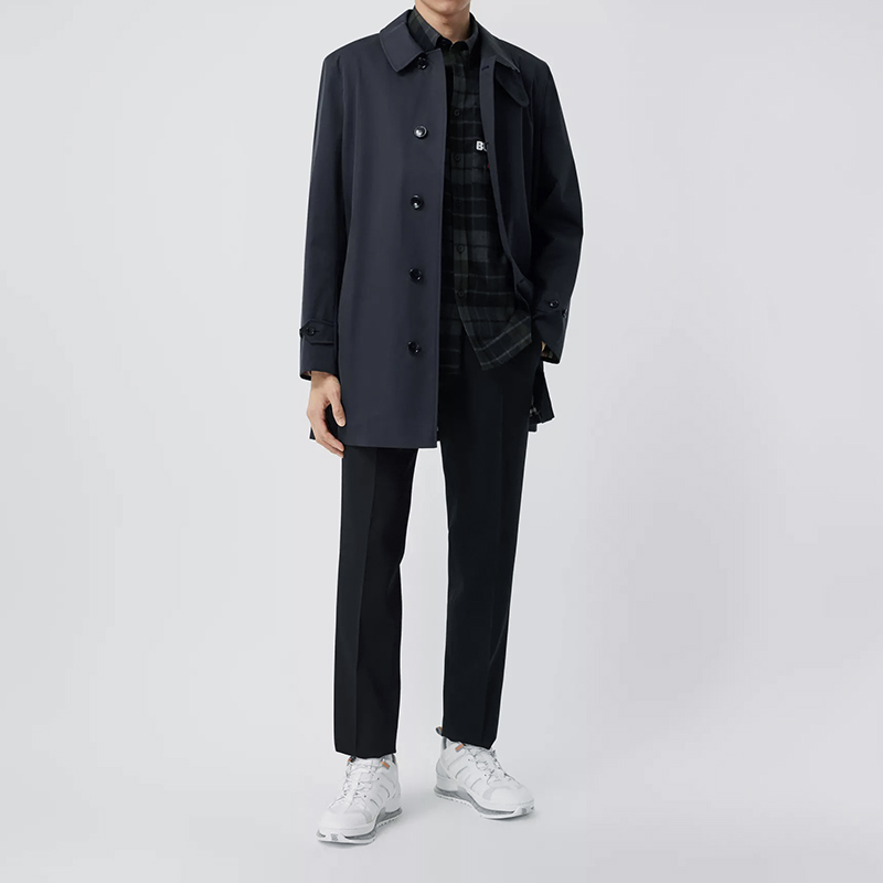 Burberry FW22 Solid Color Single-Breasted Long Sleeve Coat Midnight Blue Men 80345471 圖 4