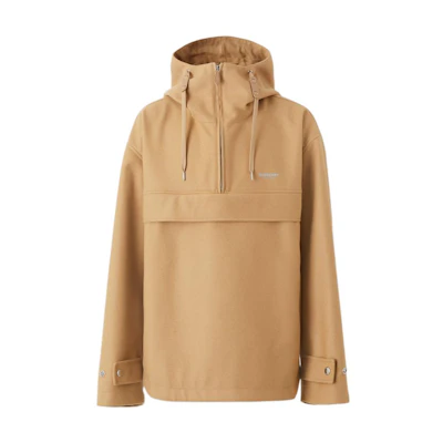 Burberry FW22 Solid Color Slim Fit Zip Hoodie Jacket for Men in Dark Khaki 80544421