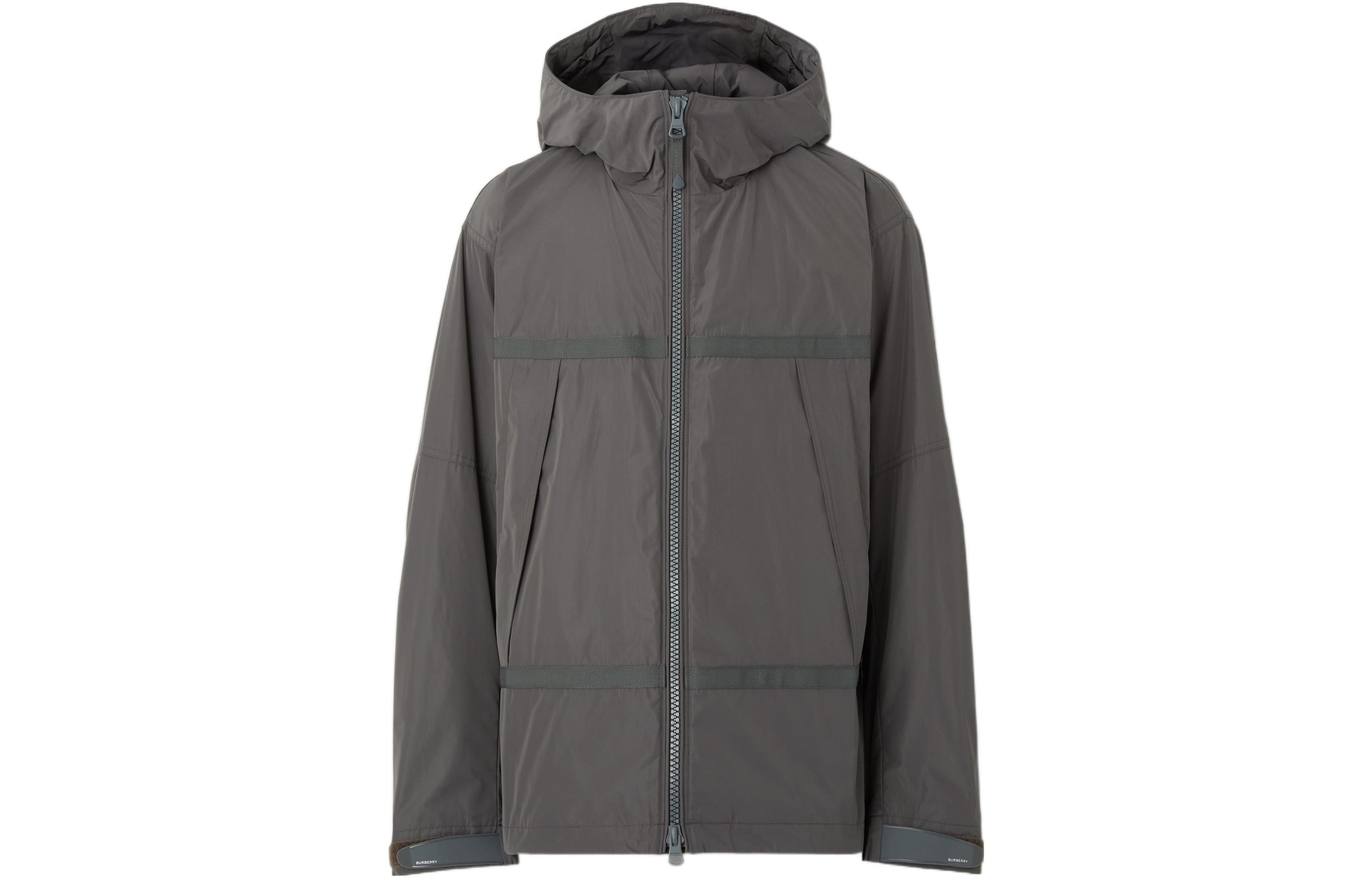 Burberry FW22 Solid Color Zip-Up Hooded Jacket Grey 80558871