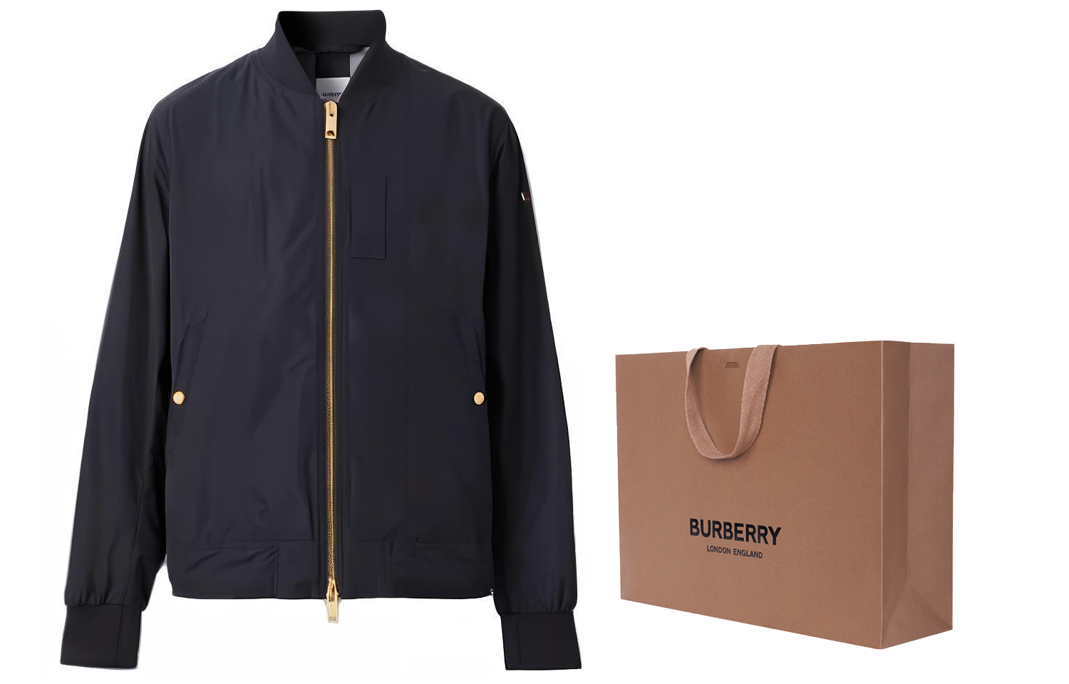 Cheap Burberry FW22 Solid Logo Collar Bomber Jacket Navy Blue  Fashion. 80616501