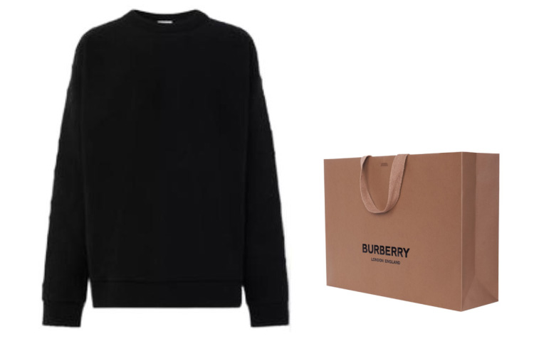 Details for Burberry FW22 純色標誌圓領衫 黑色 長袖上衣。 80509411-BK