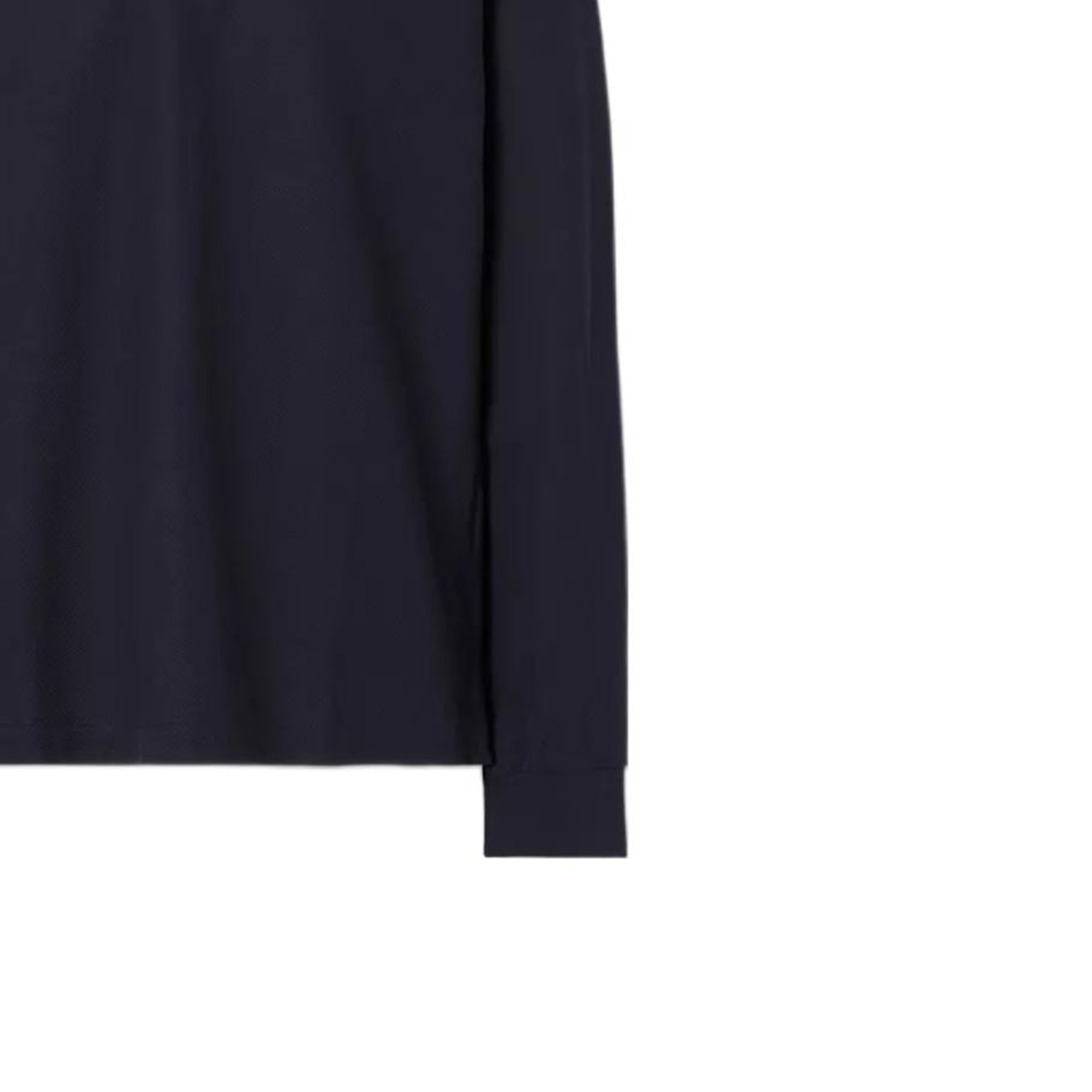 Cheap Burberry FW22 Solid Logo Embroidered Long Sleeve Polo Shirt Men Navy Blue 80602891