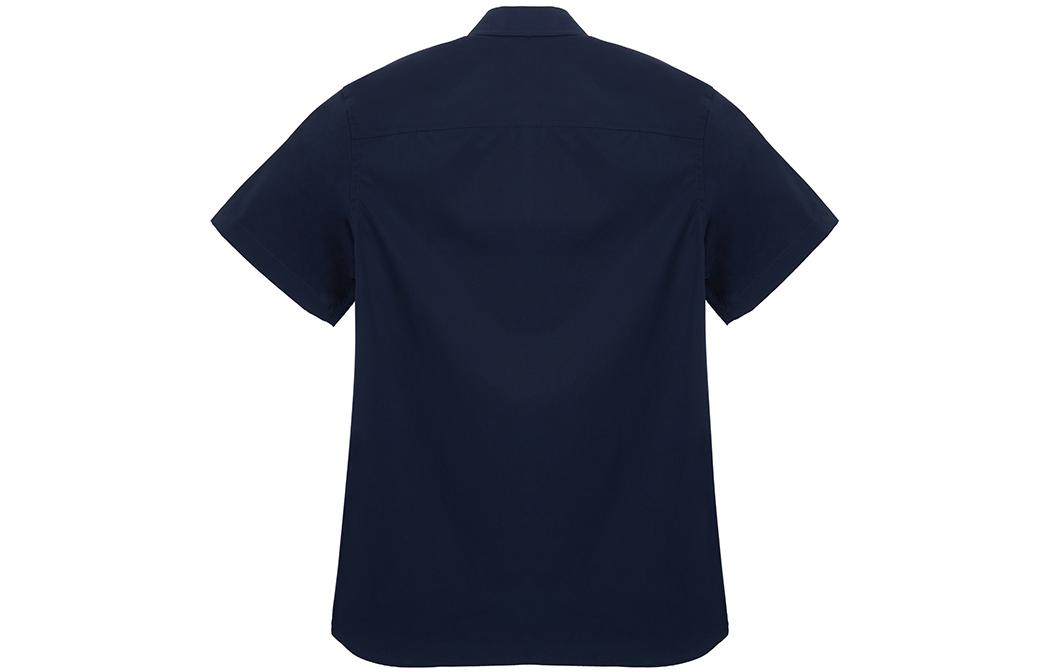 Lookbook Burberry FW22 Solid Logo Embroidered Single-Breasted  Navy Shirt. 80618621