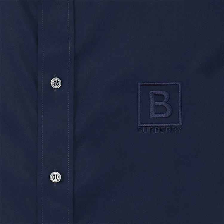 Sizing Burberry FW22 Solid Logo Embroidered Single-Breasted  Navy Shirt. 80618621