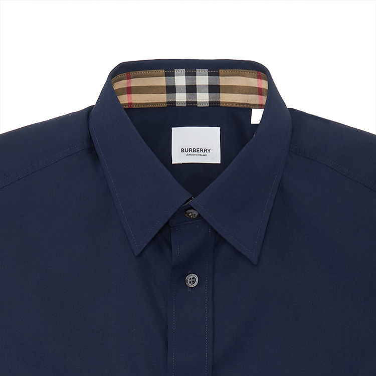 Cheap Burberry FW22 Solid Logo Embroidered Single-Breasted  Navy Shirt. 80618621