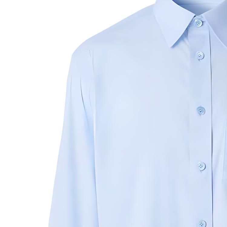 Shop 버버리 FW22 솔리드 로고 포인티드 칼라 긴팔 셔츠 블루 80618591