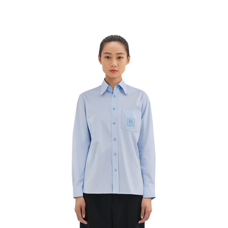 Purchase 버버리 FW22 솔리드 로고 포인티드 칼라 긴팔 셔츠 블루 80618591