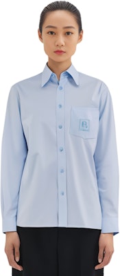 버버리 FW22 솔리드 로고 포인티드 칼라 긴팔 셔츠 블루 80618591 Purchase 버버리 FW22 솔리드 로고 포인티드 칼라 긴팔 셔츠 블루 80618591