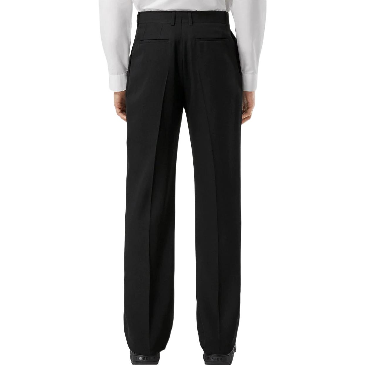 Burberry FW22 Solid Pleated Straight-Leg Wide Casual Pants  Black 80610611 圖 4