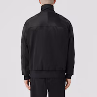 Shop Burberry FW22 Jaket Hitam Solid Print Zip-Up 80543161