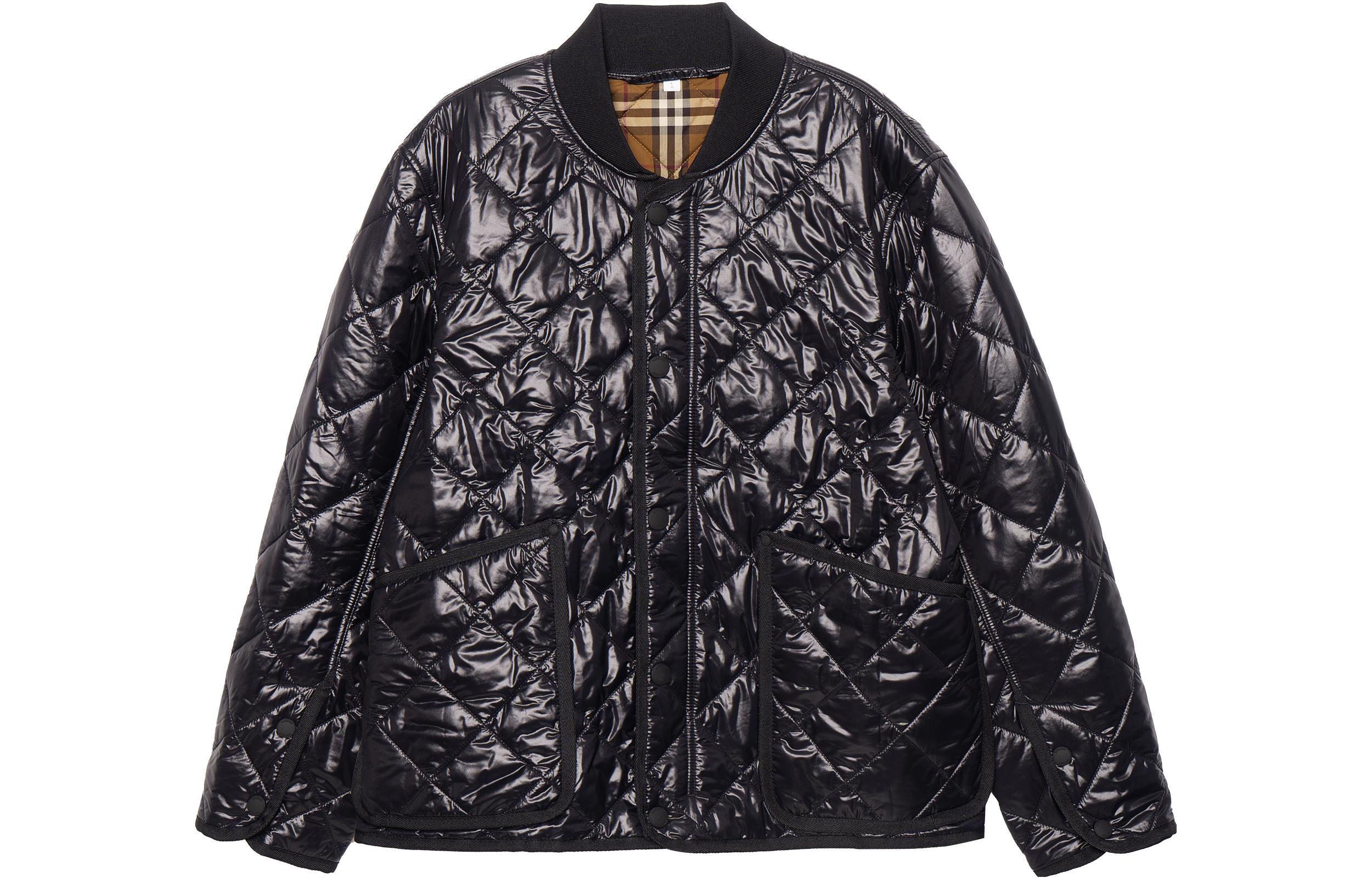 Burberry FW22 Solid Single-Breasted Baseball Collar Jacket Black 80550121