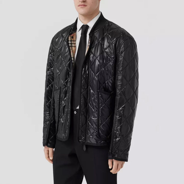 Burberry FW22 Solid Single-Breasted Baseball Collar Jacket Black 80550121 圖 6