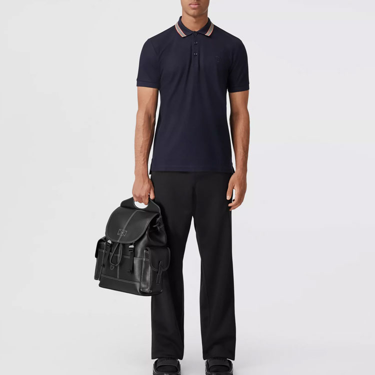 Shop 博柏利 秋冬款22 条纹领短袖POLO衫 深蓝色 男士 80562221