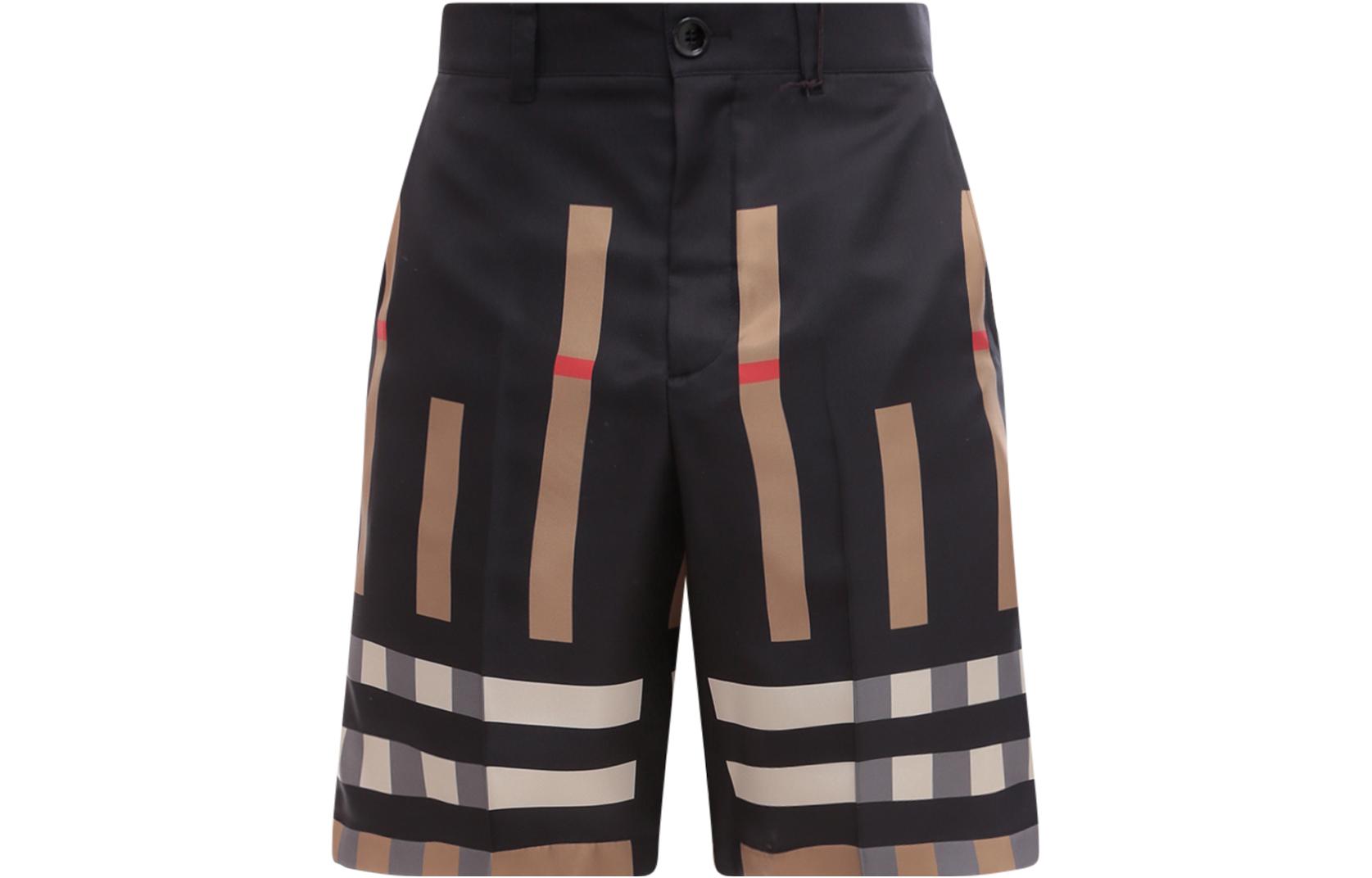 Burberry FW22 Striped Colorblock High-Waisted Casual Shorts Black Men 80549371