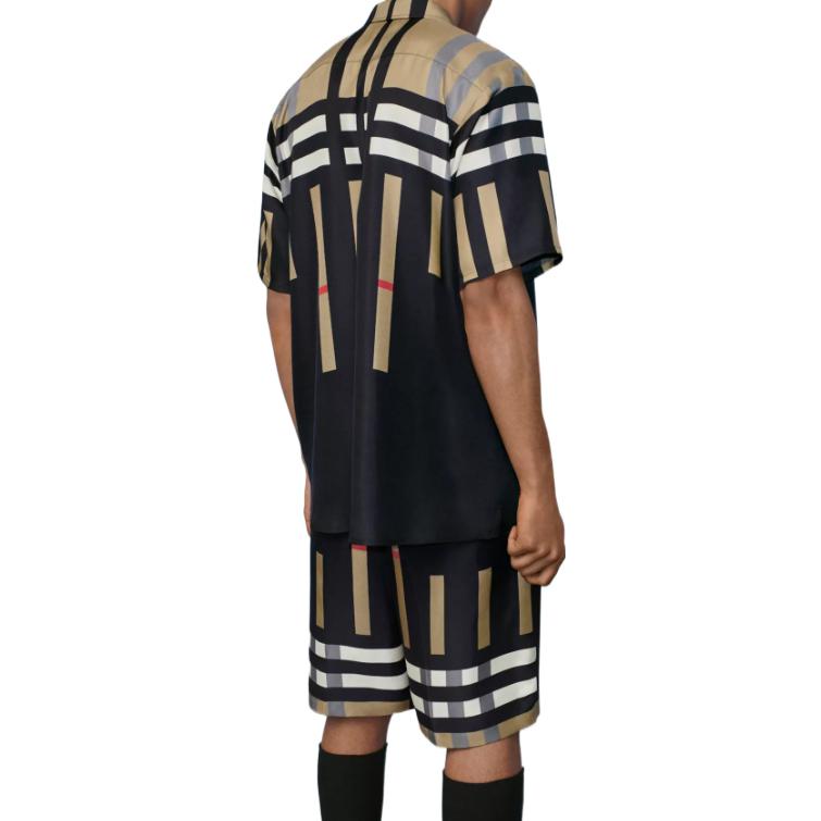 Burberry FW22 Striped Colorblock High-Waisted Casual Shorts Black Men 80549371 圖 5