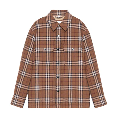 Burberry FW22 Vintage Check Cotton Blend Long Sleeve Shirt Brown . 80573721