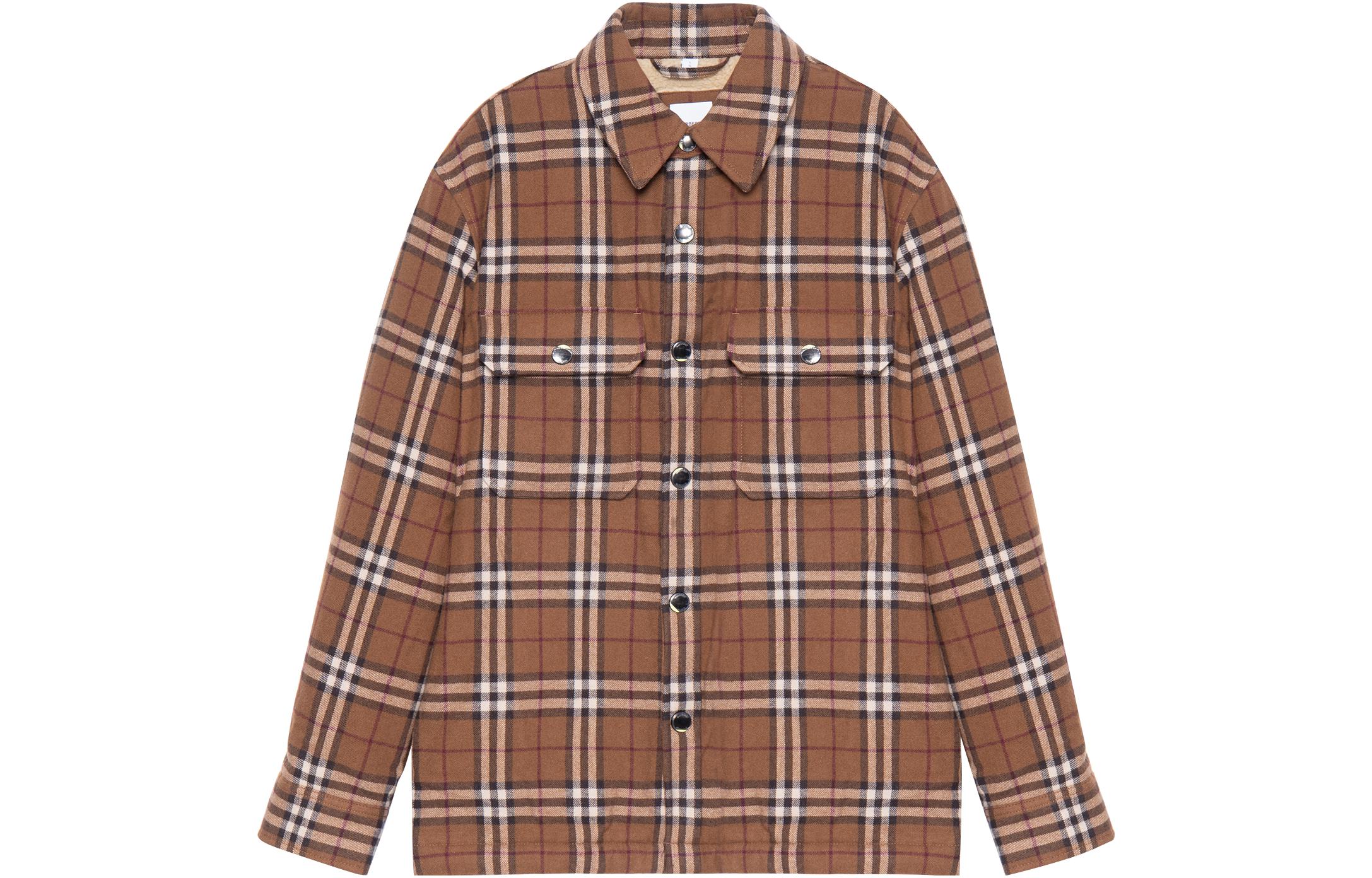 Order 博柏利2022秋冬复古格纹棉混纺长袖衬衫棕色 80573721