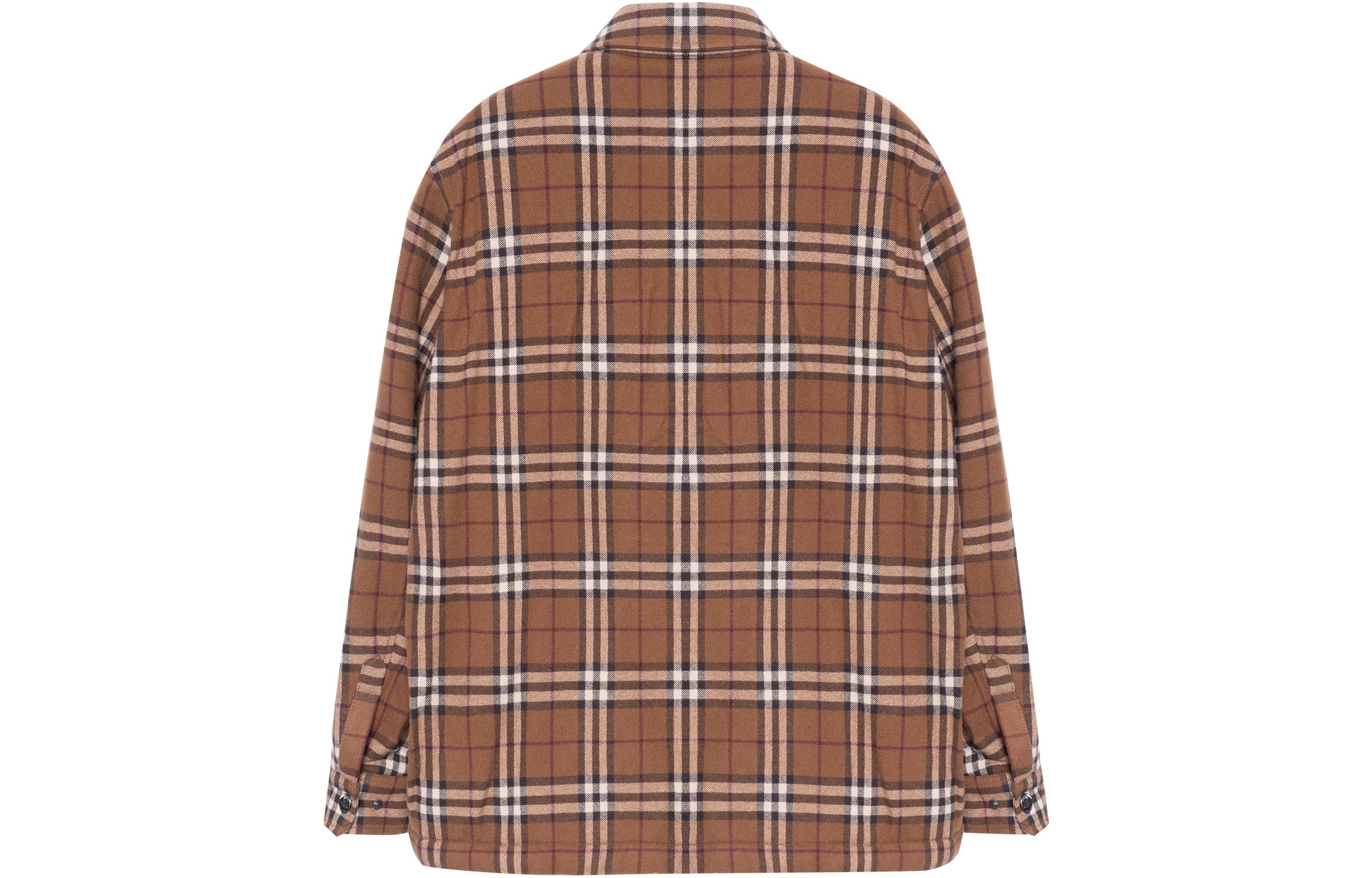 Lookbook 博柏利2022秋冬复古格纹棉混纺长袖衬衫棕色 80573721