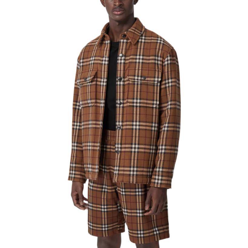 Details for 博柏利2022秋冬复古格纹棉混纺长袖衬衫棕色 80573721