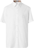 Burberry FW22 White Short-Sleeve Shirt with Logo Embroidery for Men 80618641 Burberry FW22 White Short-Sleeve Shirt with Logo Embroidery for Men 80618641