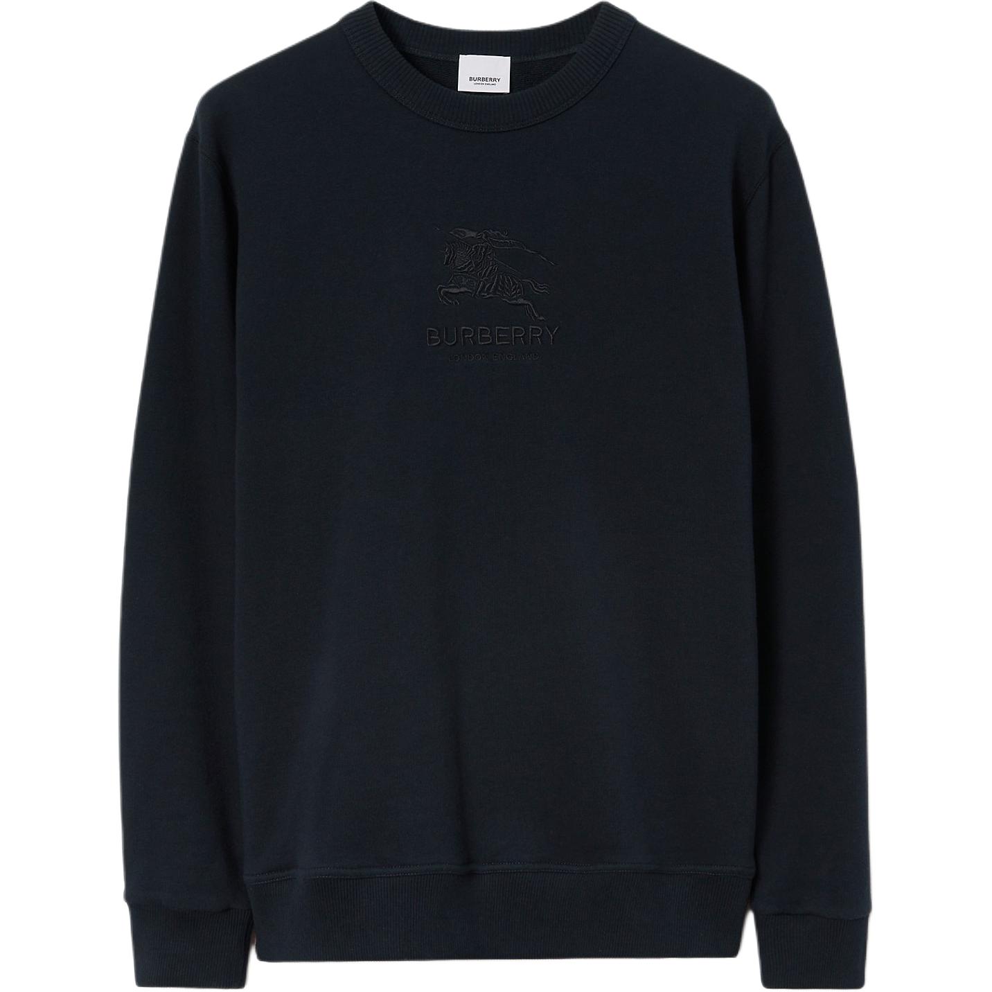 Burberry FW23  Black Crewneck Sweatshirt with Logo Embroidery. 80727431