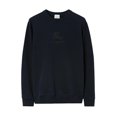 Burberry FW23 Black Crewneck Sweatshirt with Logo Embroidery. 80727431