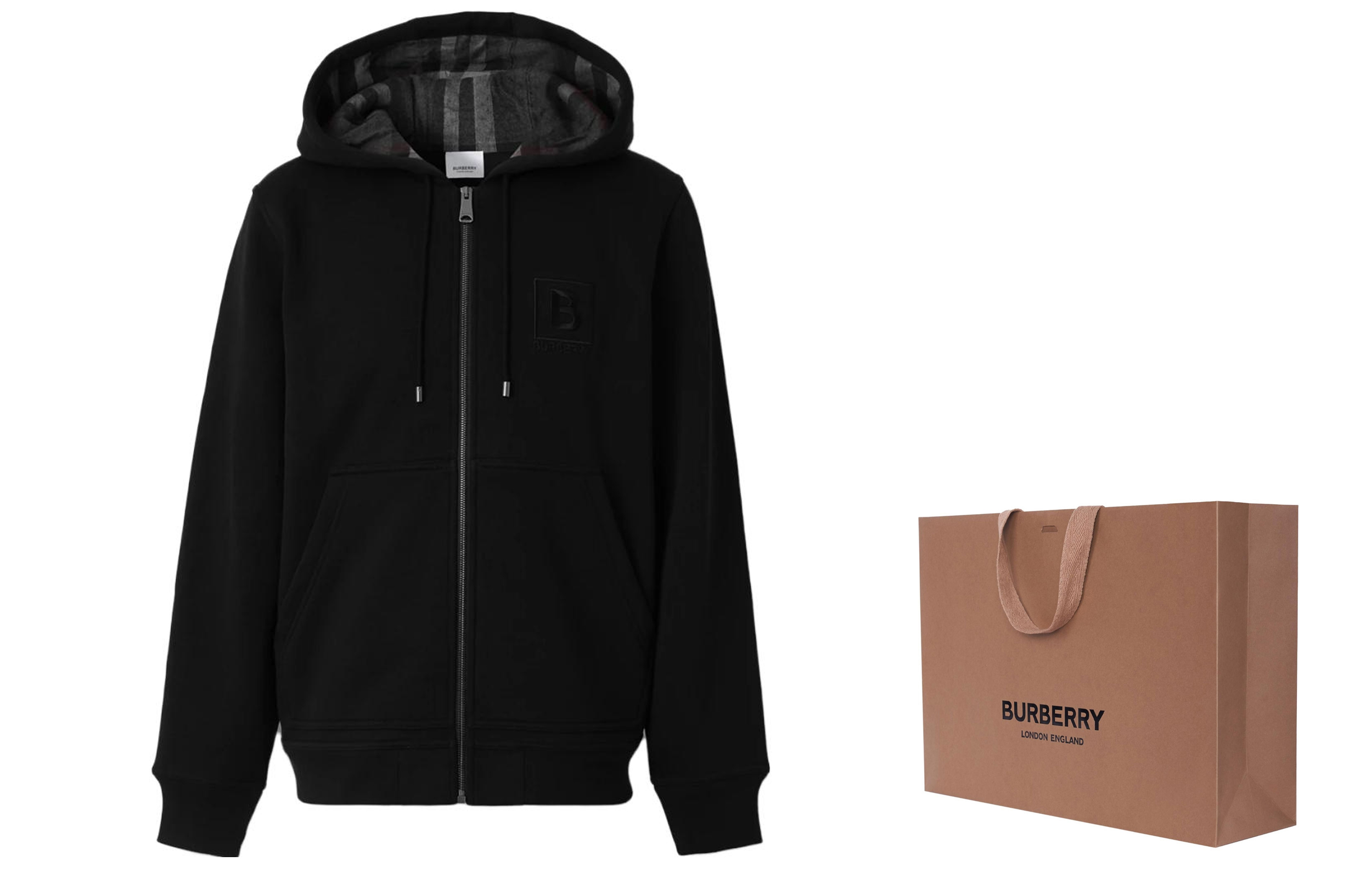 Lookbook Burberry FW23  Black Hoodie with Letter Embroidery and Drawstring Zip. 80618541