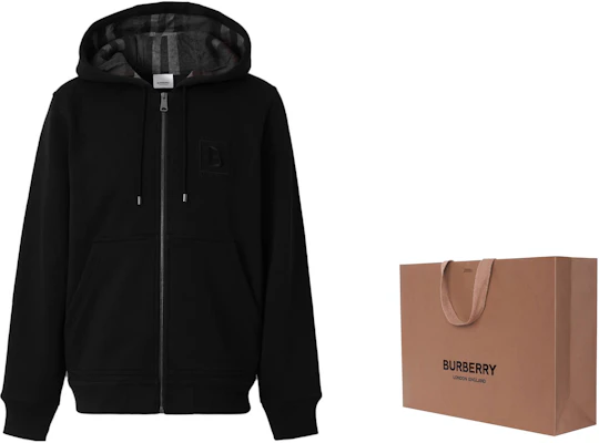 Burberry FW23 Black Hoodie with Letter Embroidery and Drawstring Zip. 80618541 Lookbook Burberry FW23 Black Hoodie with Letter Embroidery and Drawstring Zip. 80618541