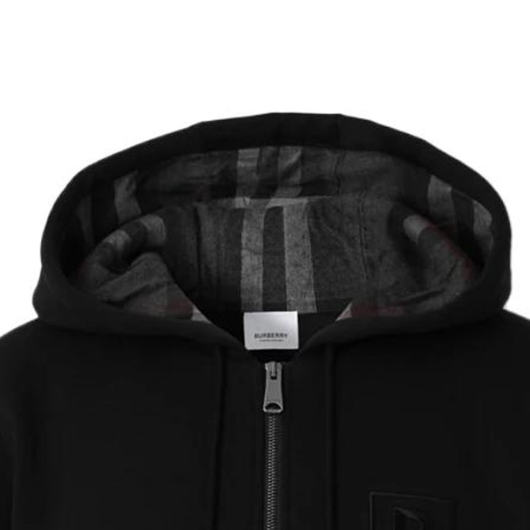 Details for Burberry FW23  Black Hoodie with Letter Embroidery and Drawstring Zip. 80618541