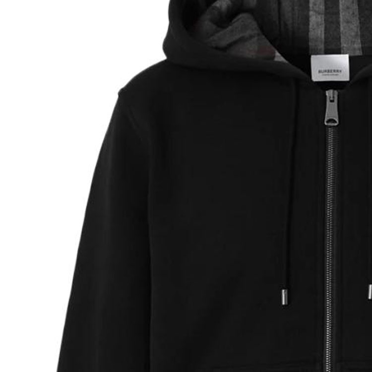 Sizing Burberry FW23  Black Hoodie with Letter Embroidery and Drawstring Zip. 80618541