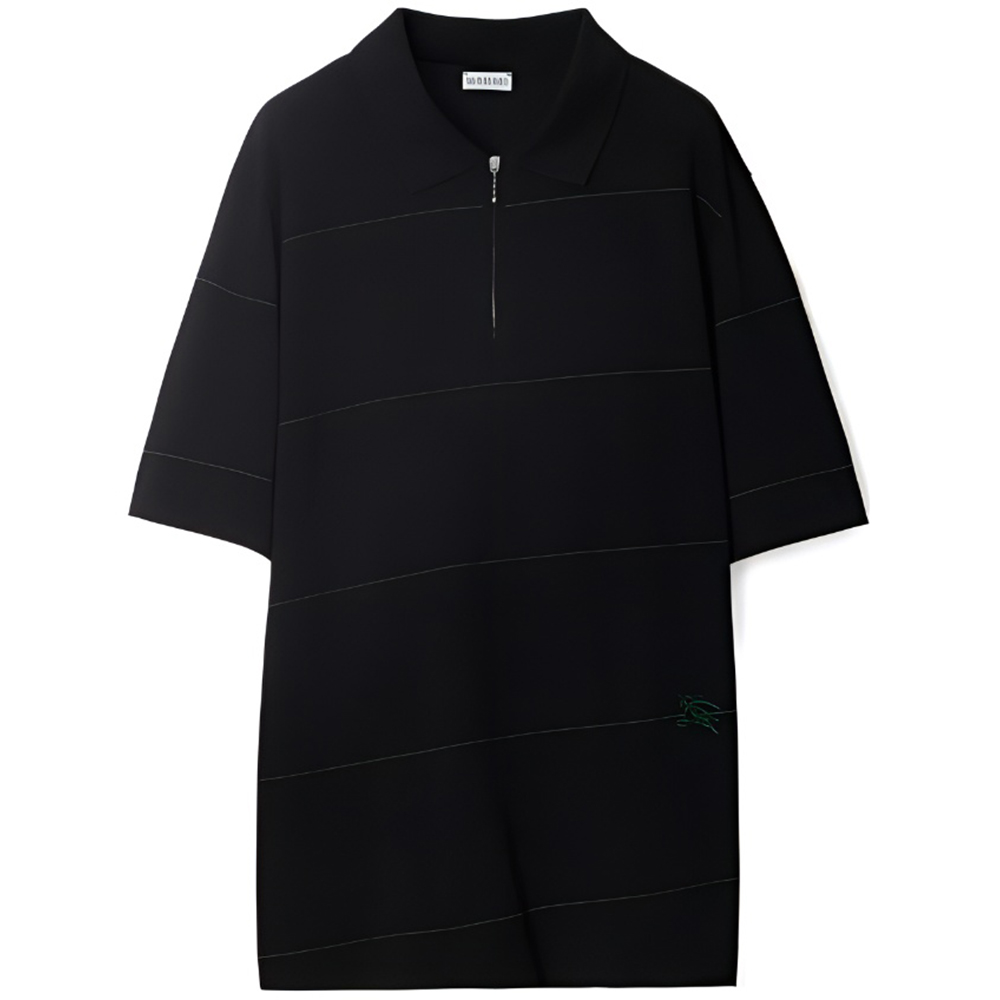 Buy Burberry FW23  Black Logo Embroidered Collared Short Sleeve Polo Shirt 80837181