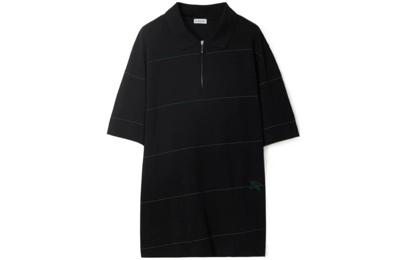 Order Burberry FW23  Black Logo Embroidered Collared Short Sleeve Polo Shirt 80837181
