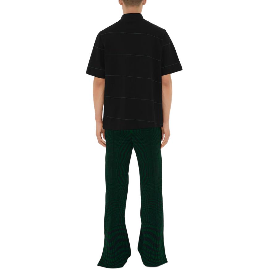 Purchase Burberry FW23  Black Logo Embroidered Collared Short Sleeve Polo Shirt 80837181