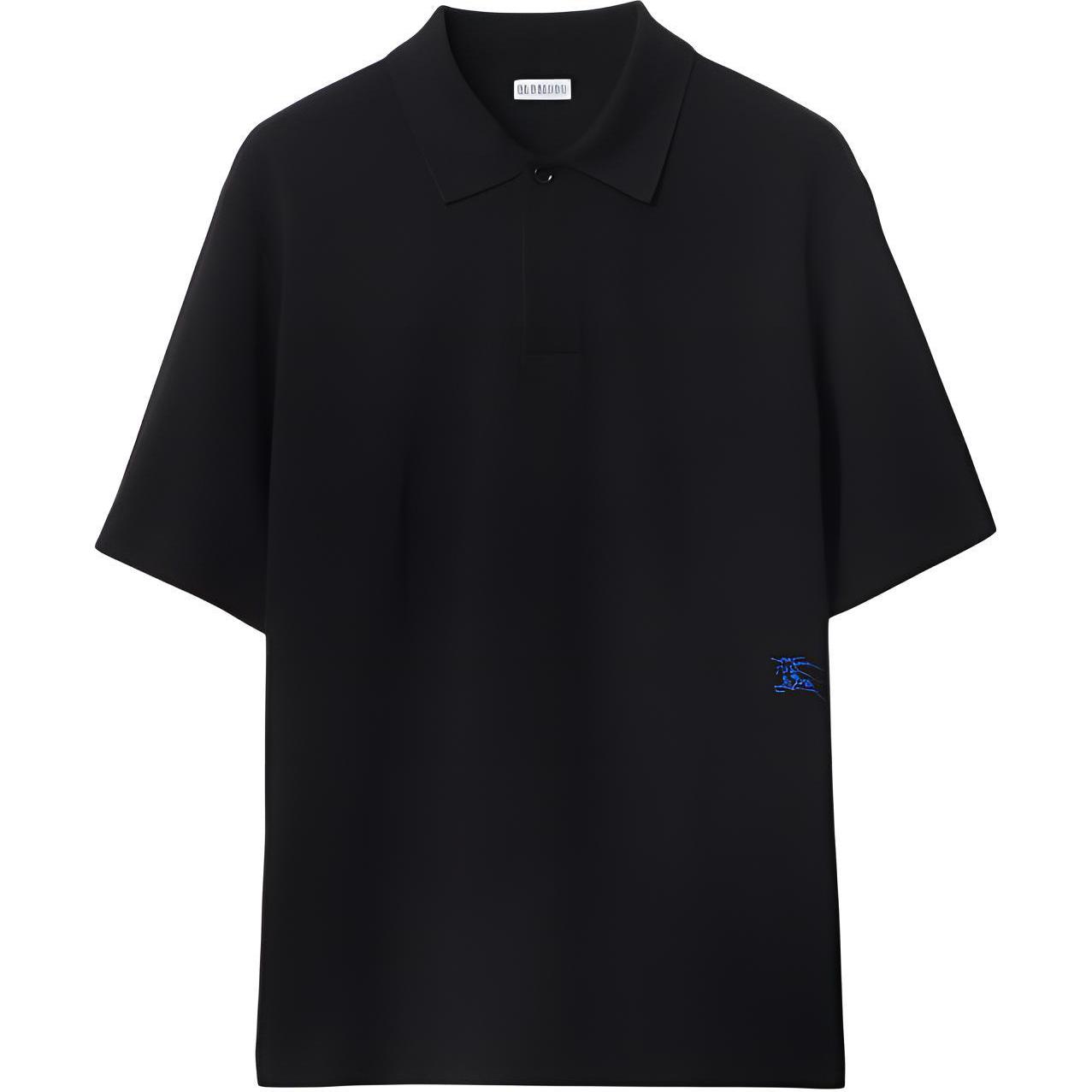 Burberry FW23  Black Polo Shirt with Solid Color and Embroidered Logo. 80836001