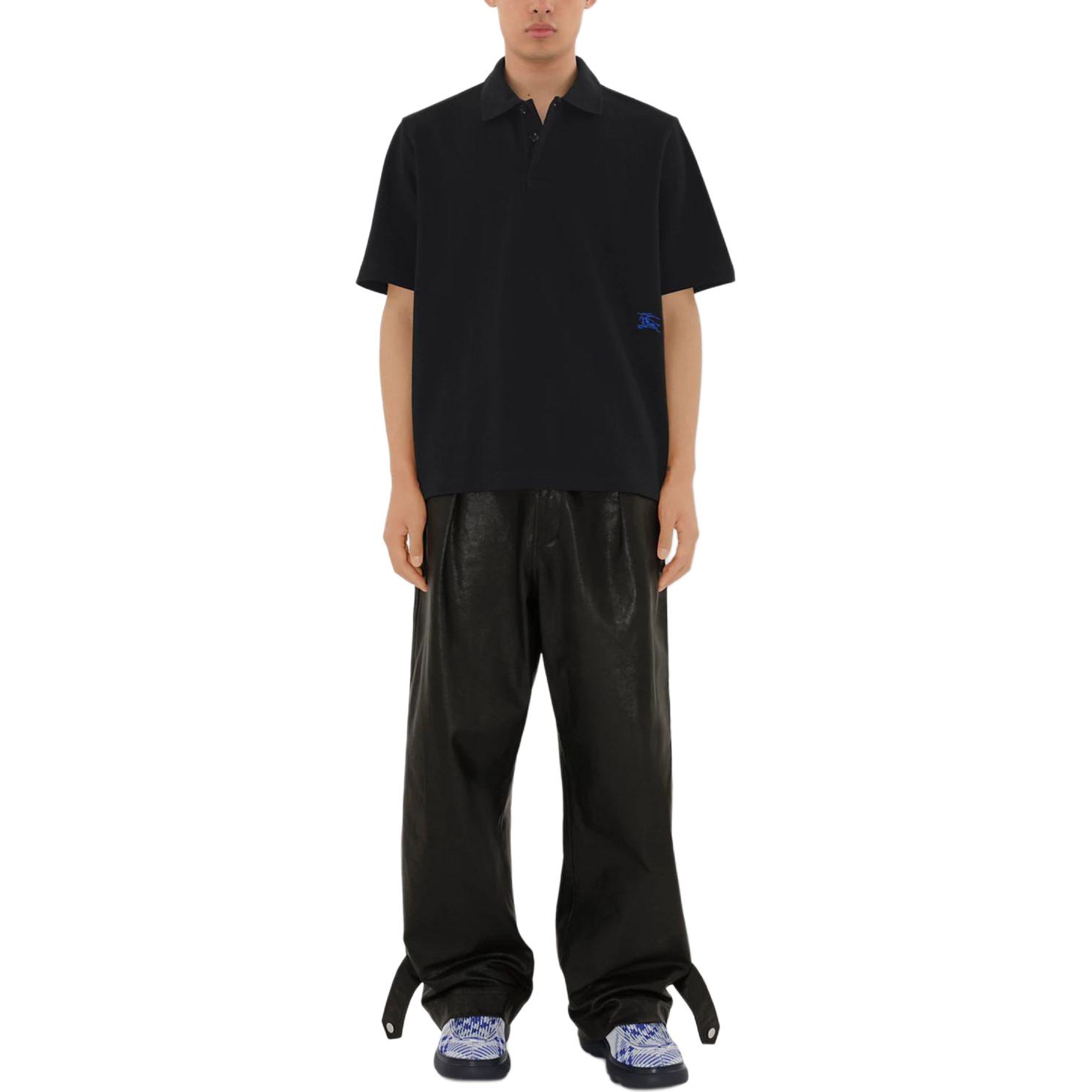 Burberry FW23  Black Polo Shirt with Solid Color and Embroidered Logo. 80836001 圖 4