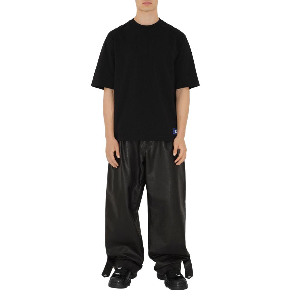 Burberry FW23  Black Solid Color Loose Fit Crew Neck T-Shirt 80808141 圖 4
